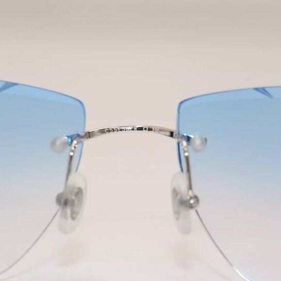 Cartier CT00920 002 Diamond Cut Silver-Framed Blue Lens Sunglasses 19 - Picture 9 of 15